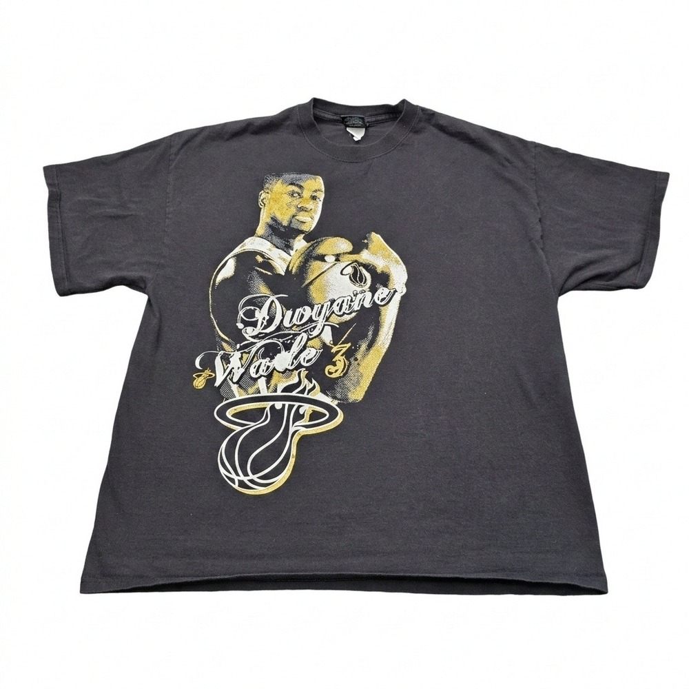 Dwyane Wade‎ Miami Heat Shirt UNK NBA Graphic Tee Black Gold Men's Size XL Y2K